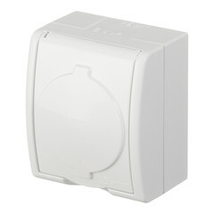 Розетка Simon 15 Aqua накладная белая со шторками с крышкой (1594432-030) - фото 3