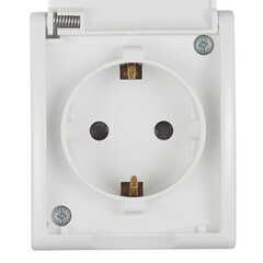 Розетка Simon 15 Aqua накладная белая со шторками с крышкой (1594432-030) - фото 2