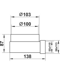 Соединитель угловой пластиковый для плоских воздуховодов 55х110 мм с круглыми d100 мм - фото 2