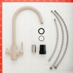 Смеситель для кухни Corsa Deco Pride бежевый с высоким изливом с подключением к фильтру однорычажный (966382) - фото 3