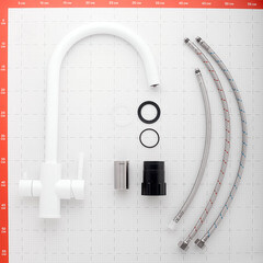 Смеситель для кухни Corsa Deco Pride белый с высоким изливом с подключением к фильтру однорычажный (966381) - фото 4