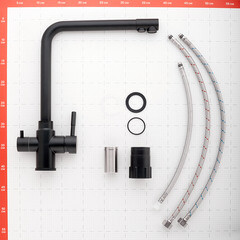 Смеситель для кухни Corsa Deco Prime черный с высоким изливом с подключением к фильтру однорычажный (966385) - фото 4