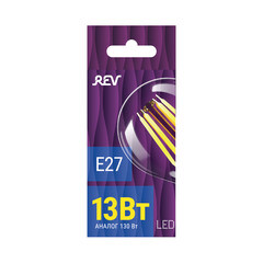 Лампа светодиодная филаментная Rev Ritter E27 2700К 13 Вт 730 Лм 220 В груша A60 прозрачная - фото 4