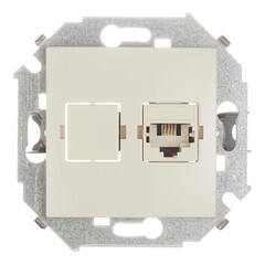 Розетка телефонная Simon 15 встраиваемая слоновая кость RJ11 (1591480-031) - фото 1