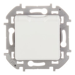 Изображение товара Розетка Legrand Inspiria встраиваемая белая со шторками с крышкой (673740)