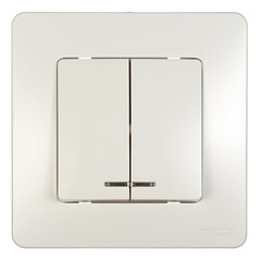 Изображение товара Выключатель Systeme Electric Blanca двухклавишный встраиваемый молочный с подсветкой (BLNVS010512)
