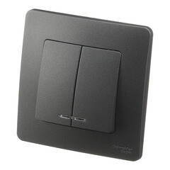 Выключатель Systeme Electric Blanca двухклавишный встраиваемый антрацит с подсветкой (BLNVS010516) - фото 4