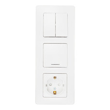 Блок выключатель и розетка Systeme Electric Blanca трехклавишный встраиваемый белый с подсветкой (BLNBS101211)