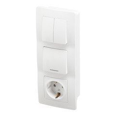 Блок выключатель и розетка Systeme Electric Blanca трехклавишный встраиваемый белый с подсветкой (BLNBS101211) - фото 4