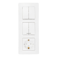 Блок выключатель и розетка Systeme Electric Blanca четырехклавишный встраиваемый белый с подсветкой (BLNBS102211)