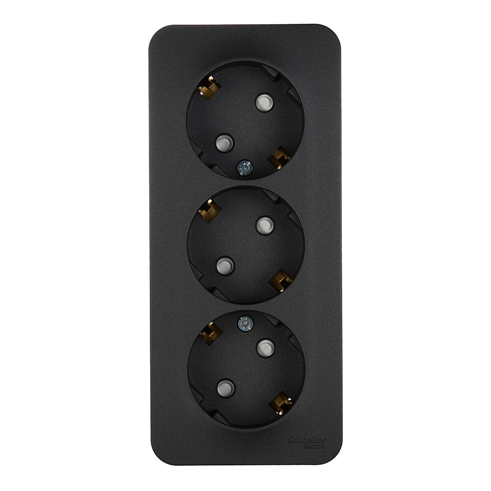 Изображение товара Розетка Systeme Electric Blanca антрацит со шторками 3 гнезда IP20