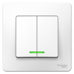 Изображение товара Выключатель Systeme Electric Blanca двухклавишный встраиваемый белый с подсветкой (BLNVS006511)