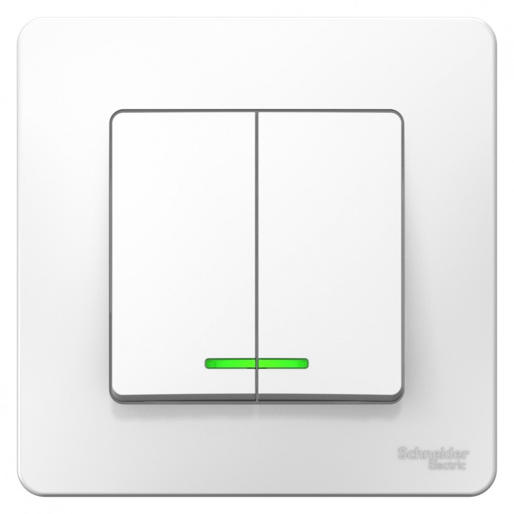 Изображение товара Выключатель Systeme Electric Blanca двухклавишный встраиваемый белый с подсветкой (BLNVS006511)