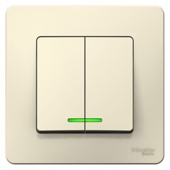 Изображение товара Выключатель Systeme Electric Blanca двухклавишный встраиваемый молочный с подсветкой (BLNVS006512)
