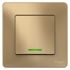 Изображение товара Выключатель Systeme Electric Blanca одноклавишный встраиваемый титан с подсветкой (BLNVS010114)