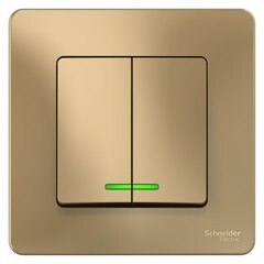 Изображение товара Выключатель Systeme Electric Blanca двухклавишный встраиваемый титан с подсветкой (BLNVS010514)