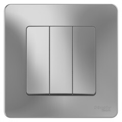 Изображение товара Выключатель Systeme Electric Blanca трехклавишный встраиваемый алюминий (BLNVS100503)