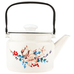 Чайник эмалированный Лысьвенские эмали Унесенные ветром 2 л белый - фото 2