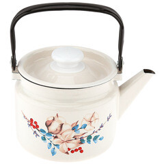 Чайник эмалированный Лысьвенские эмали Унесенные ветром 2 л белый - фото 1