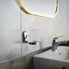 Стакан для ванной Fora Flower с держателем стекло матовый/металл хром (FOR-FL044/6963) - фото 2