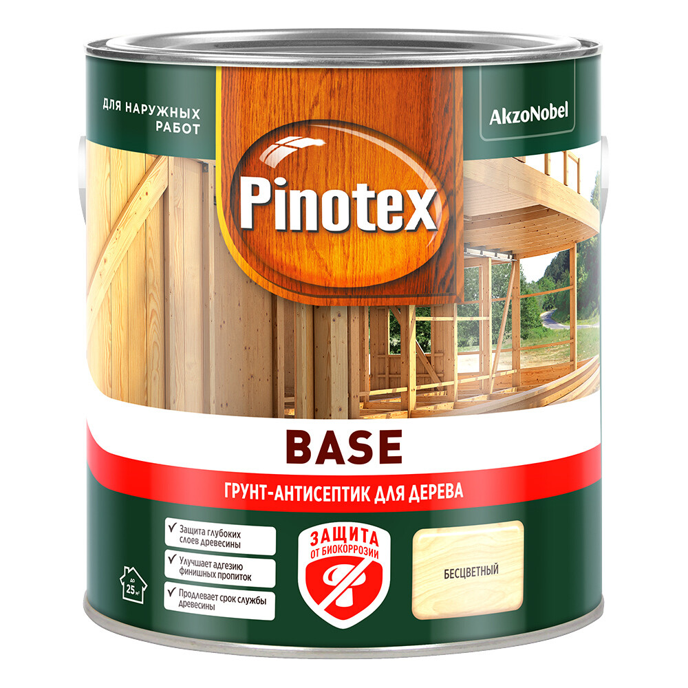 Изображение товара Грунтовочный антисептик Pinotex Base для наружных работ 2,5 л