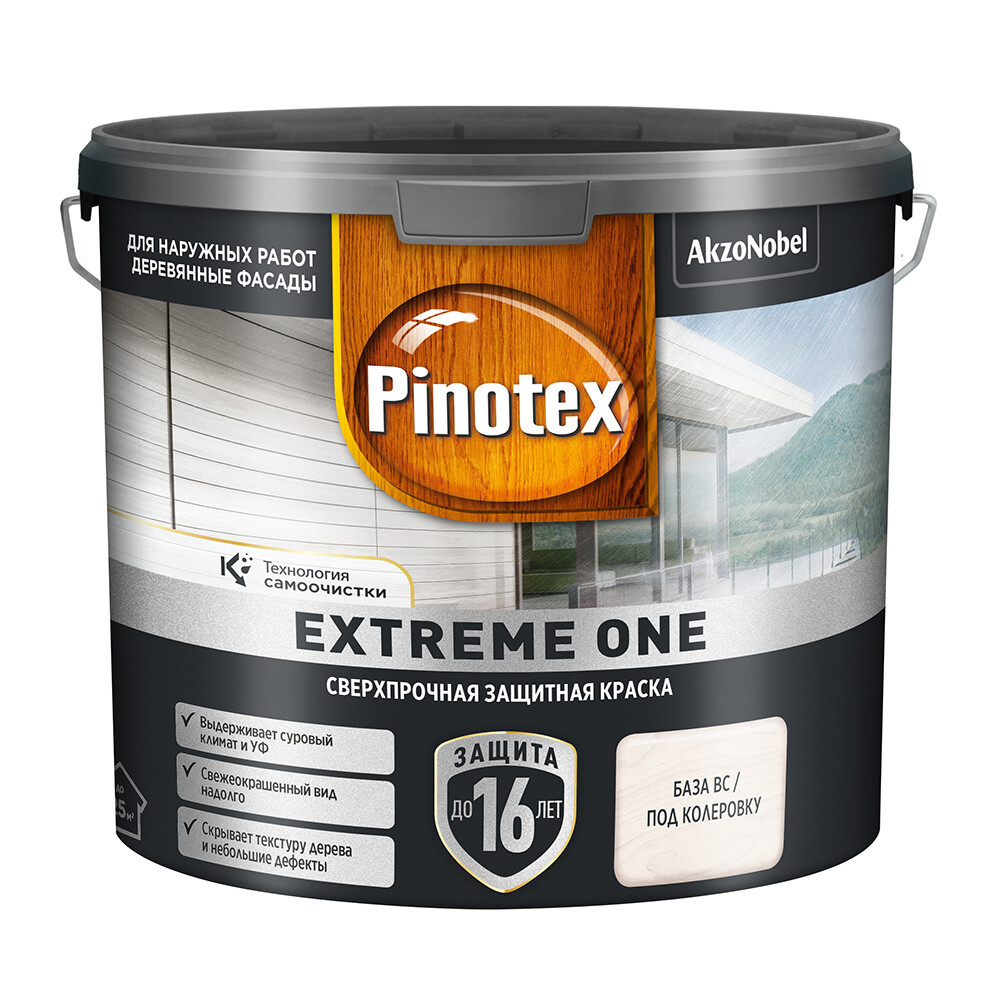 Изображение товара Фасадная краска по дереву Pinotex Extreme One бесцветная 2,35 л