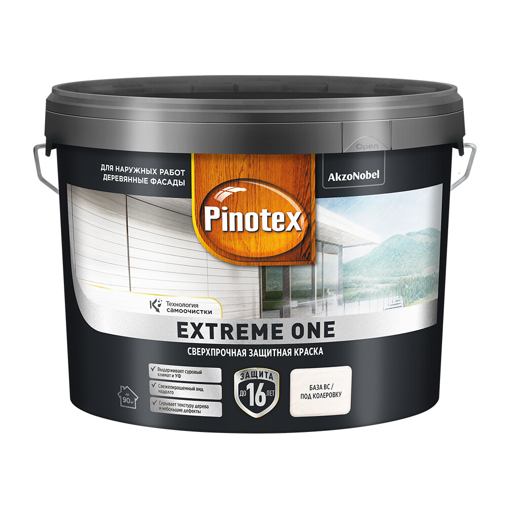 Изображение товара Краска фасадная Pinotex Extreme One бесцветная 8,5 л для наружных деревянных фасадов