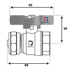 Кран шаровой латунный CTM Стандарт 26 обж(ц) х 1 ВР(г) для металлопластиковых труб бабочка прямой (CWPF0126) - фото 5