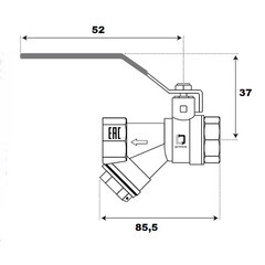 Кран шаровой латунный CTM 3/4 ВР(г) х 3/4 ВР(г) ручка с фильтром прямой (CWFFF034) - фото 4