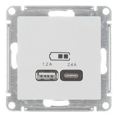 Розетка USB Systeme Electric AtlasDesign встраиваемая белая USB-A/ Type-C (ATN000139) - фото 1