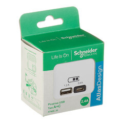 Розетка USB Systeme Electric AtlasDesign встраиваемая белая USB-A/ Type-C (ATN000139) - фото 4