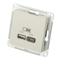 Розетка USB Systeme Electric AtlasDesign встраиваемая бежевая USB-A/ Type-C (ATN000239) - фото 5