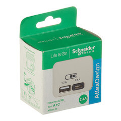 Розетка USB Systeme Electric AtlasDesign встраиваемая бежевая USB-A/ Type-C (ATN000239) - фото 3