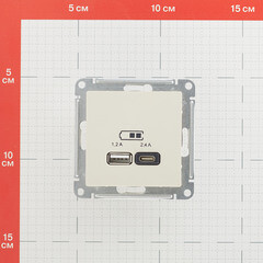 Розетка USB Systeme Electric AtlasDesign встраиваемая бежевая USB-A/ Type-C (ATN000239) - фото 2