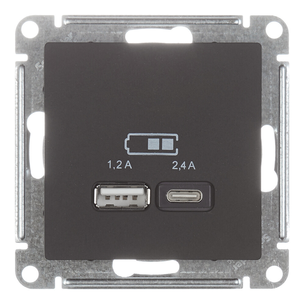 Изображение товара Встраиваемая розетка USB Type-C и USB-A Systeme Electric AtlasDesign черная