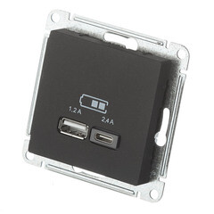 Розетка USB Systeme Electric AtlasDesign встраиваемая карбон USB-A/ Type-C (ATN001039) - фото 5