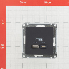Розетка USB Systeme Electric AtlasDesign встраиваемая карбон USB-A/ Type-C (ATN001039) - фото 2