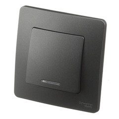 Выключатель Systeme Electric Blanca одноклавишный встраиваемый антрацит с подсветкой (BLNVS010116) - фото 4
