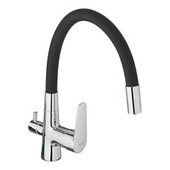 Изображение товара Смеситель для кухни Esko Coral черный/хром с гибким изливом с подключением к фильтру однорычажный (CL 03 B)