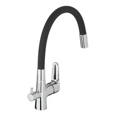 Смеситель для кухни Esko Coral черный/хром с гибким изливом с подключением к фильтру однорычажный (CL 03 B) - фото 2