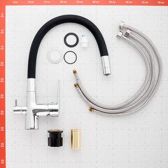 Смеситель для кухни Esko Coral черный/хром с гибким изливом с подключением к фильтру однорычажный (CL 03 B) - фото 4