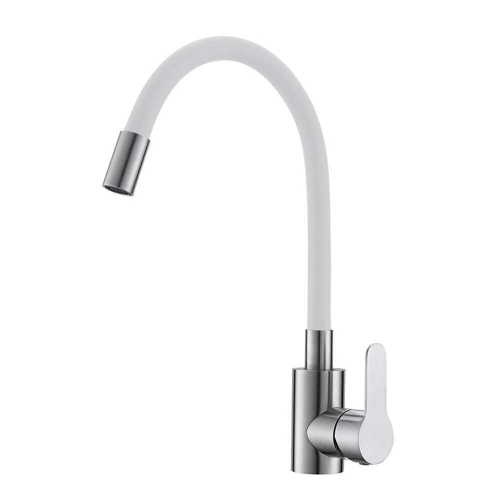 Изображение товара Смеситель для кухни Corsa Deco Vega Steel однорычажный высокий излив белый