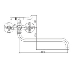 Смеситель для ванны Corsa Deco Flow L хром двухвентильный с длинным изливом с лейкой (1010683) - фото 6