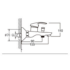 Смеситель для ванны Corsa Deco Wave L хром однорычажный c коротким изливом с лейкой (1010685) - фото 12