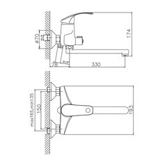 Смеситель для ванны Corsa Deco Wave L хром однорычажный с длинным изливом с лейкой (1010686) - фото 13