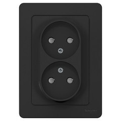 Изображение товара Розетка Systeme Electric Blanca встраиваемая антрацит со шторками (BLNRS000126)