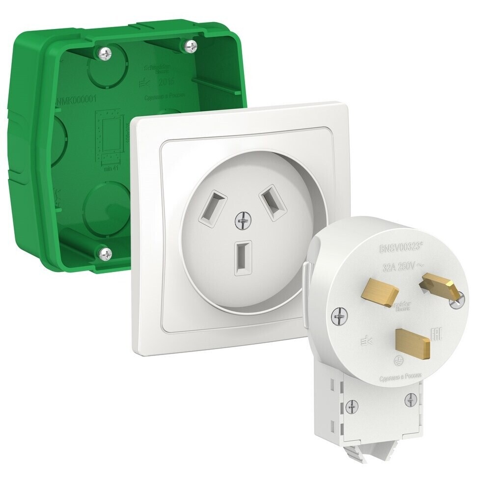 Изображение товара Комплект для подключения электроплит Systeme Electric Blanca скрытая установка 32 А 250 В IP20