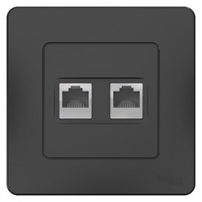 Розетка компьютерная Systeme Electric Blanca встраиваемая антрацит 2хRJ45 (BLNIS045456)