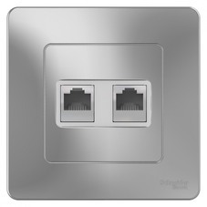 Розетка компьютерная Systeme Electric Blanca встраиваемая алюминий 2хRJ45 (BLNIS045453)