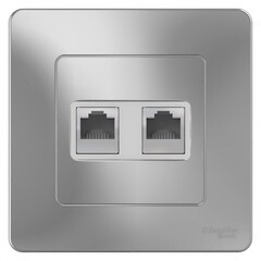 Изображение товара Розетка компьютерная Systeme Electric Blanca встраиваемая алюминий 2хRJ45 (BLNIS045453)